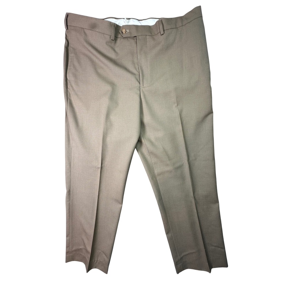 Lands' End Mens 100% Wool Tailored Fit Dress Pants Trousers 38x28 Tan‎ Brown